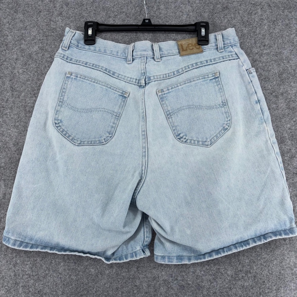 Lee Vintage 90s High Waisted Denim Mom Shorts Light Wash Blue 16W Made in USA - Picture 2 of 9